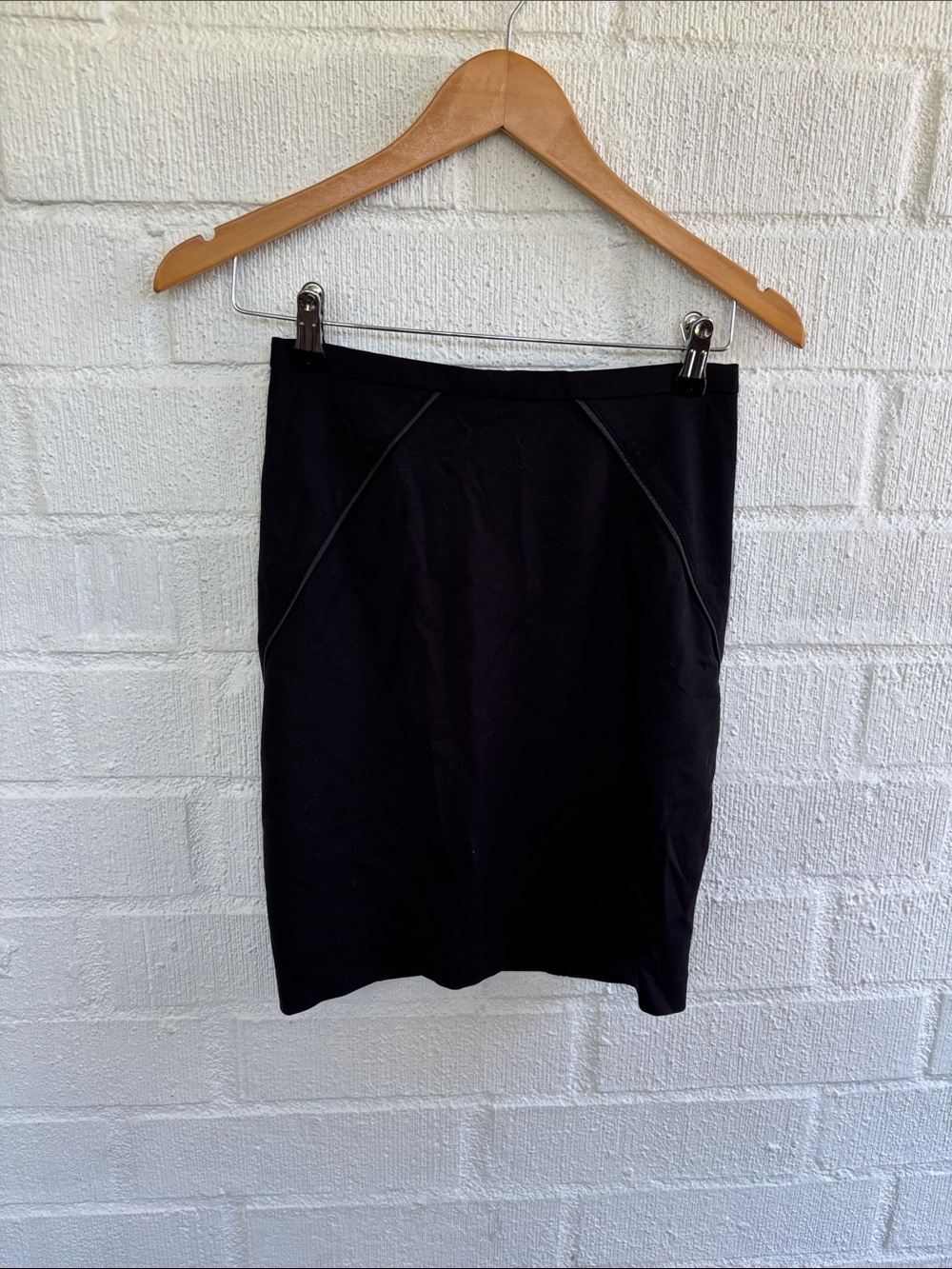 Theory Lamb Leather Tailored Black Pencil Skirt sz 00